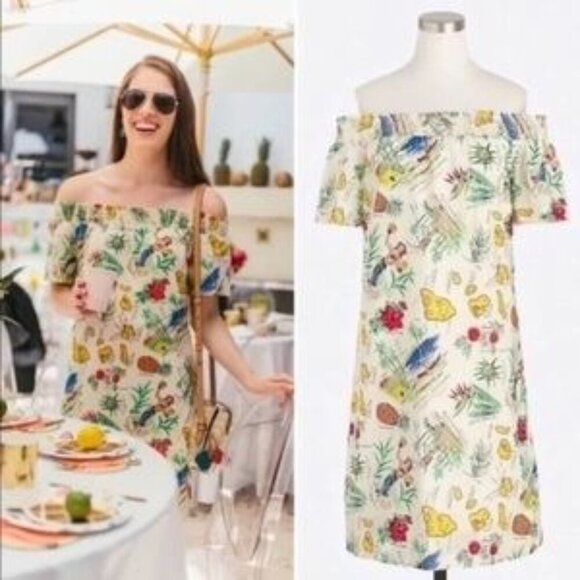 J. Crew Hawaiian Print Off the Shoulder Mini Dress - Picture 1 of 7